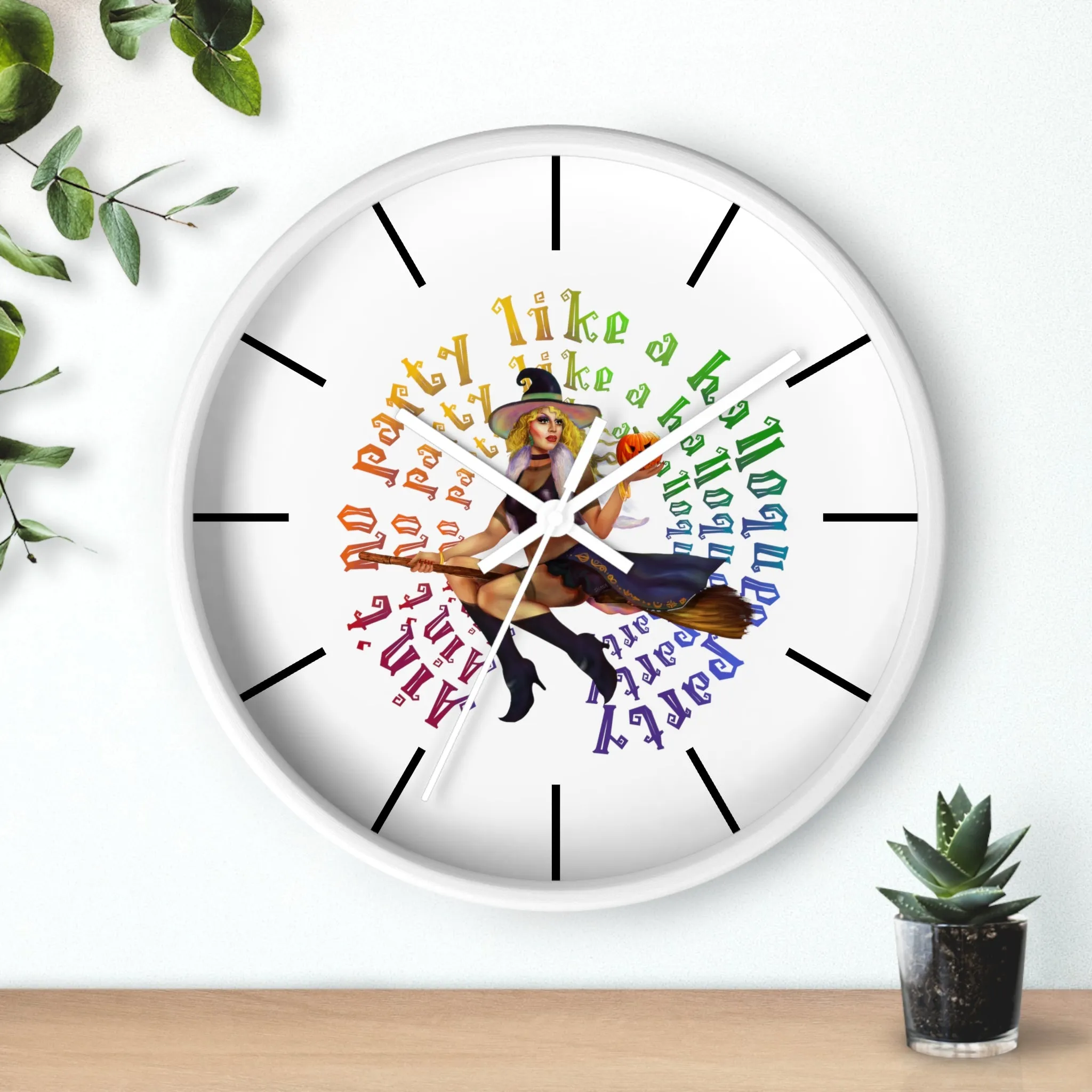 Halloween Wall Clock - No Party White