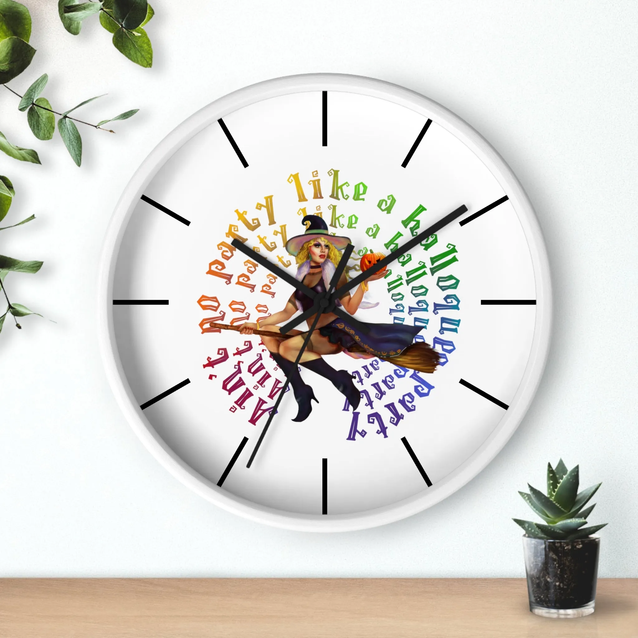 Halloween Wall Clock - No Party White