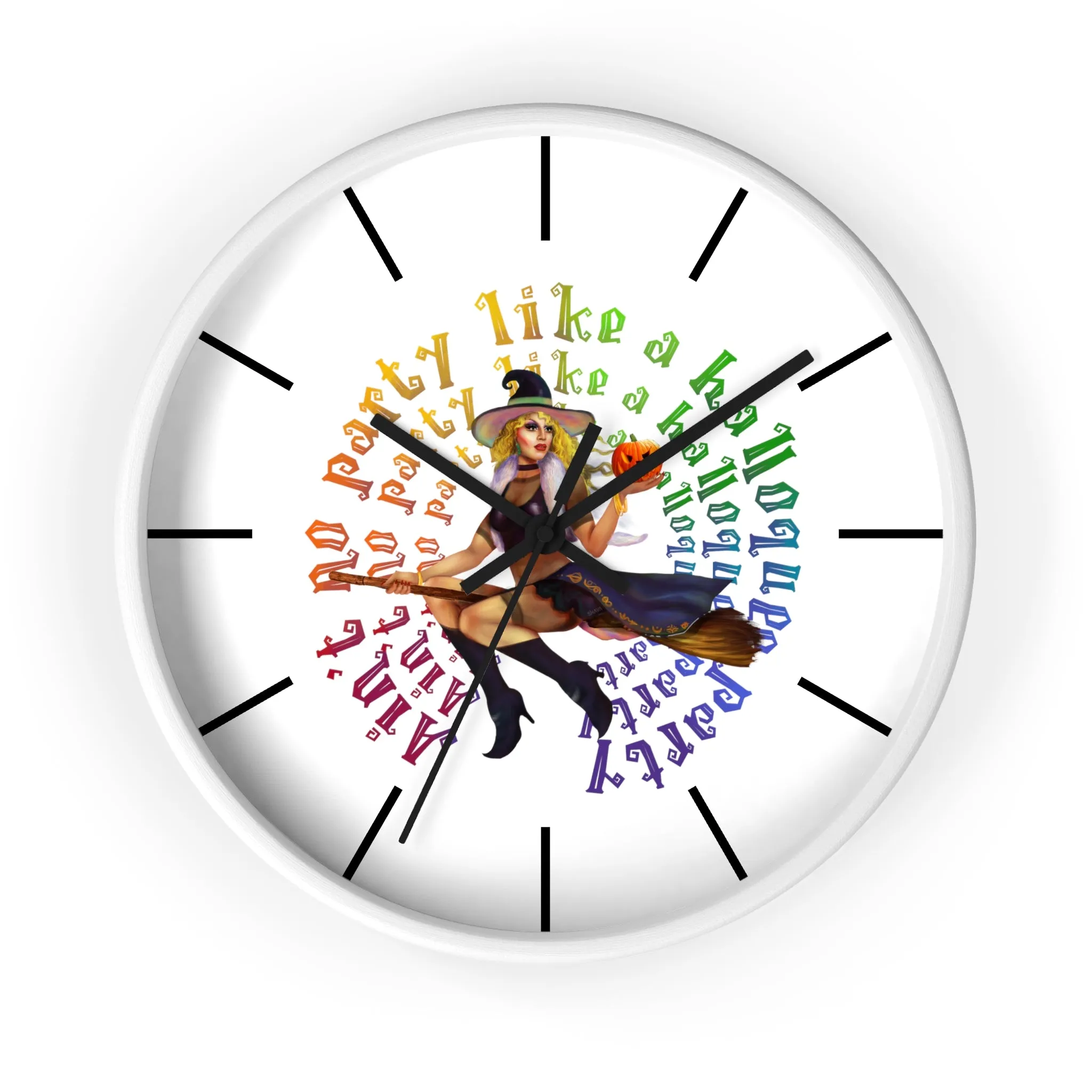 Halloween Wall Clock - No Party White