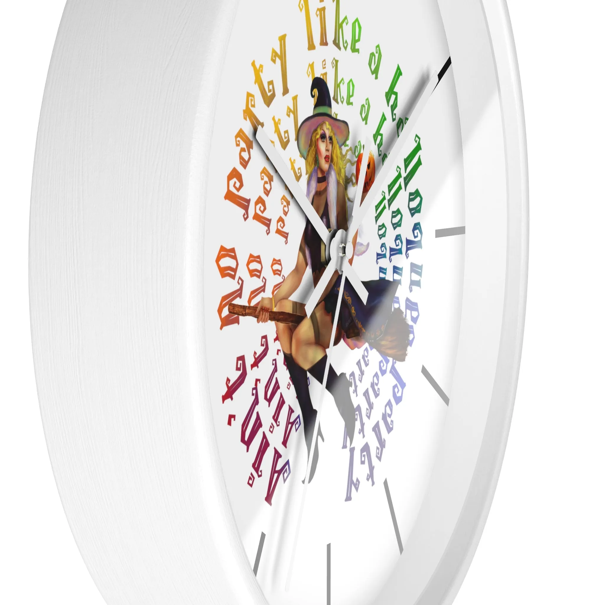 Halloween Wall Clock - No Party White