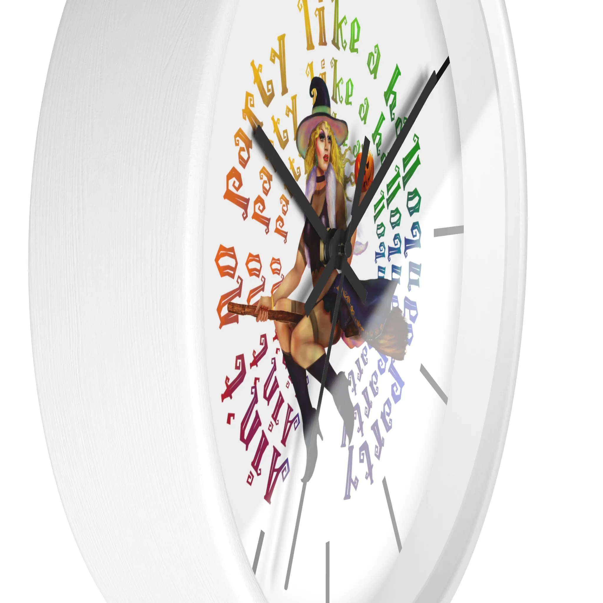 Halloween Wall Clock - No Party White