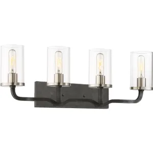 Iron Black 4 Light Vanity Fixture with Vintage Lamps