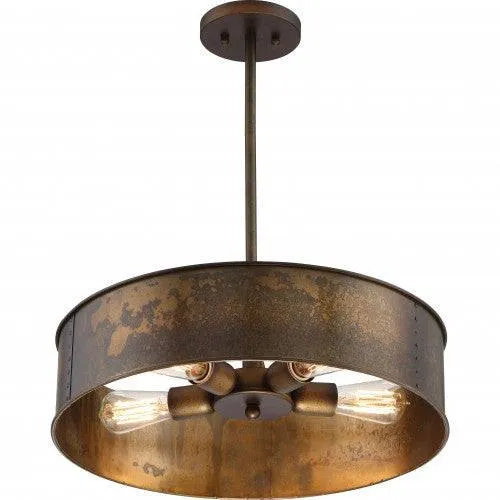 Kettle - 4 Light Pendant with  Vintage Lamps Included; Weathered Brass