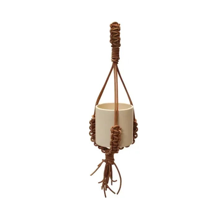 Leather Macrame Plant Hanger