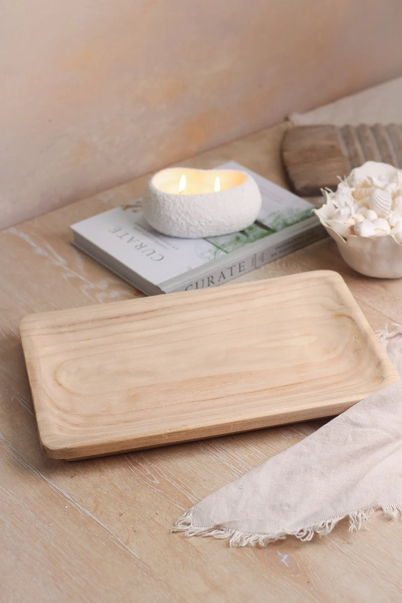 Light Rectangular Wooden Tray