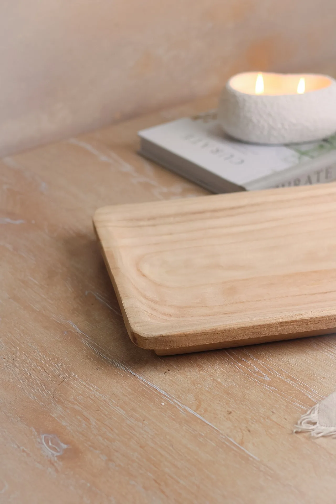 Light Rectangular Wooden Tray