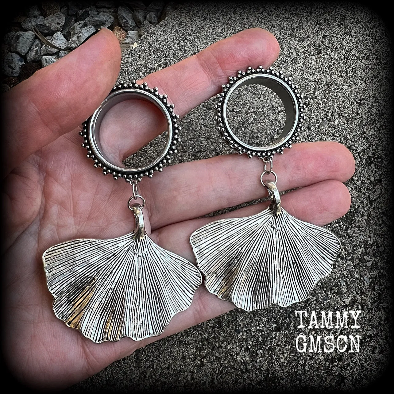 Lotus leaf tunnel earrings-Boho tunnels