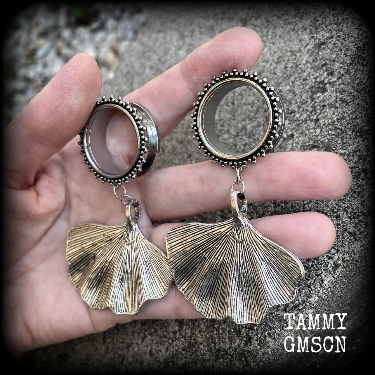 Lotus leaf tunnel earrings-Boho tunnels