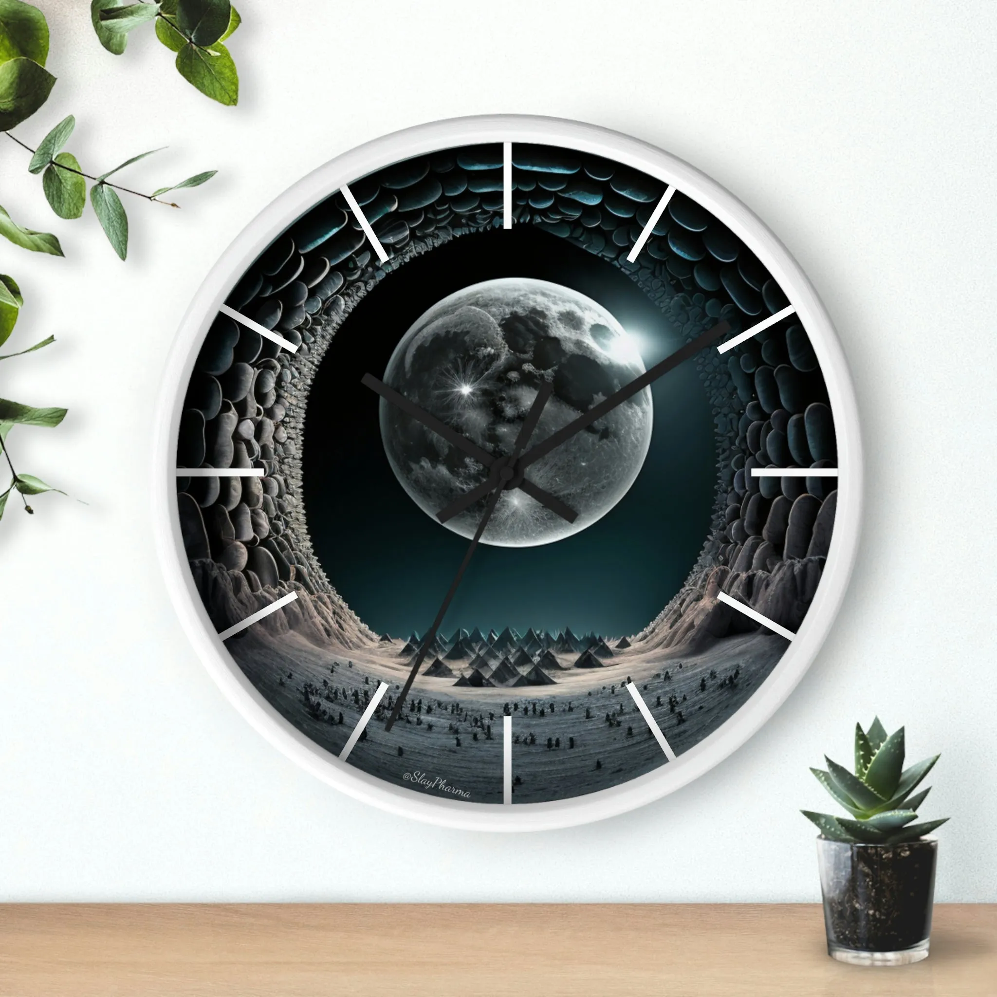 Lunar dreams Wall Clock w/ lines