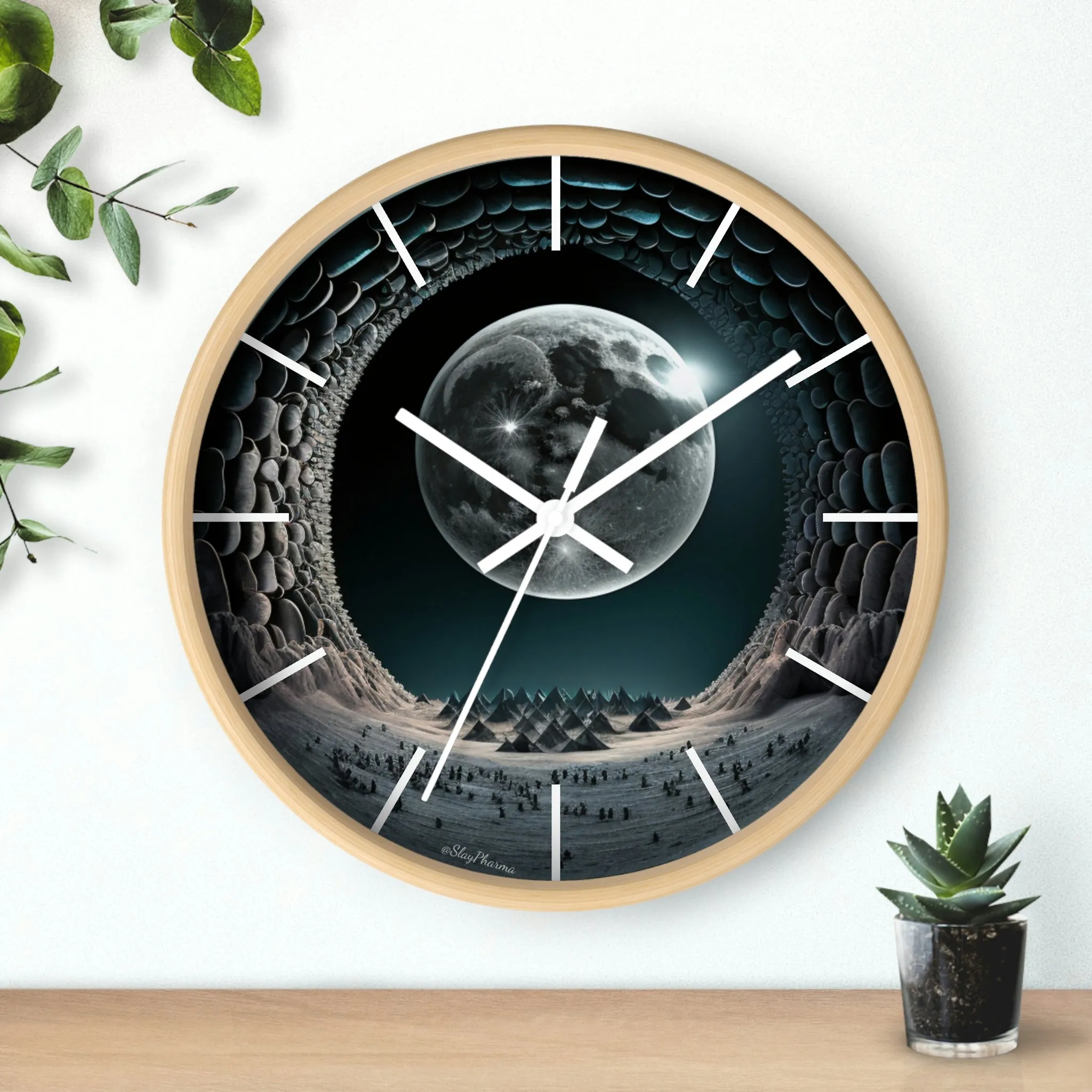 Lunar dreams Wall Clock w/ lines