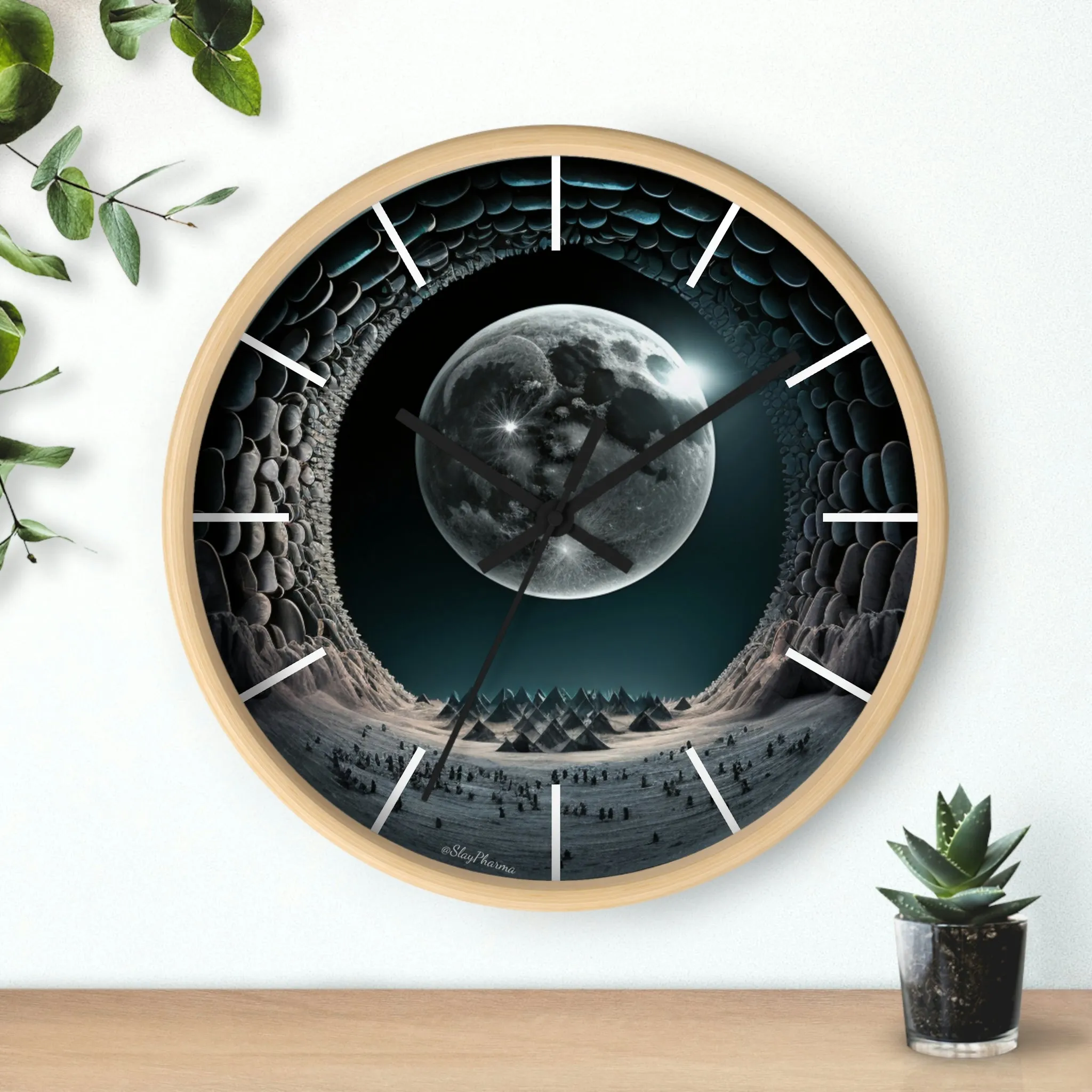 Lunar dreams Wall Clock w/ lines