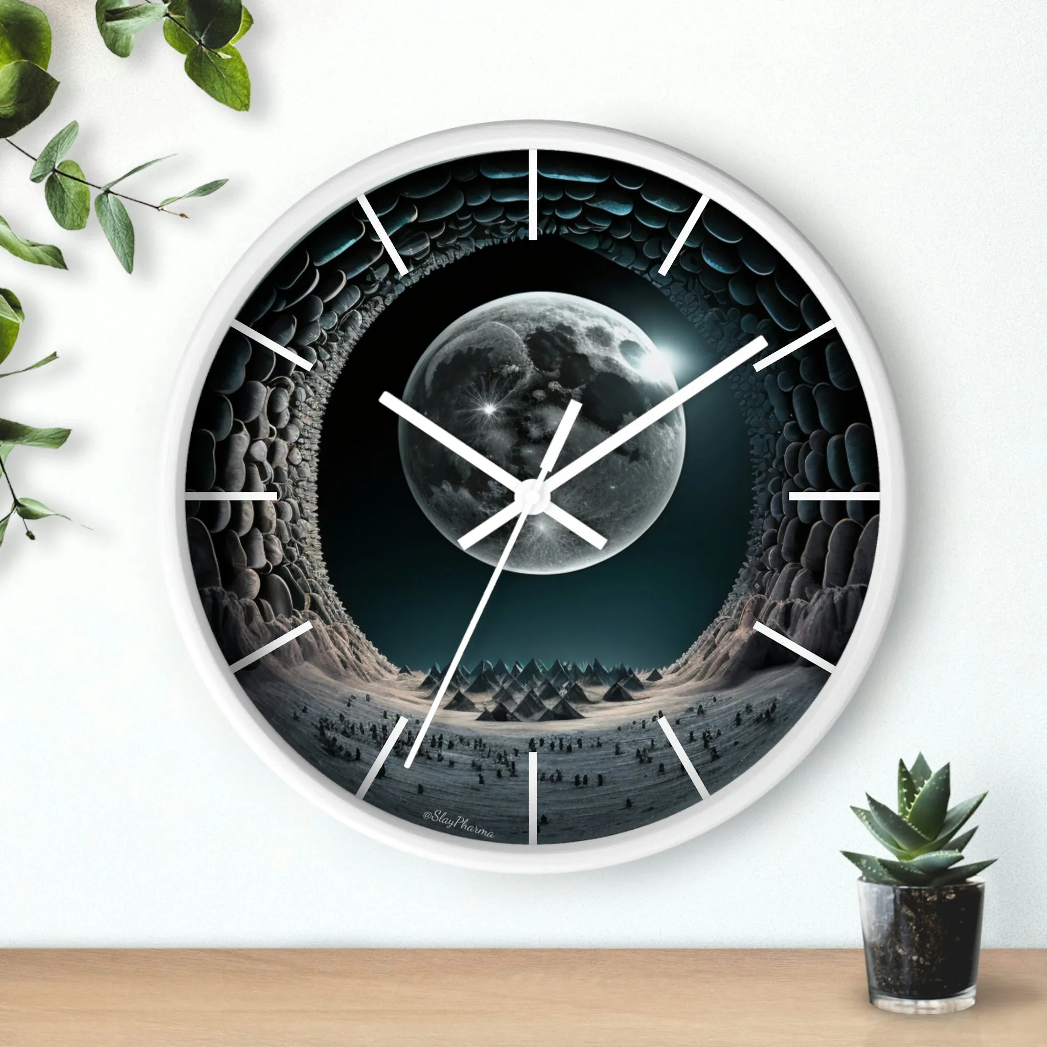 Lunar dreams Wall Clock w/ lines