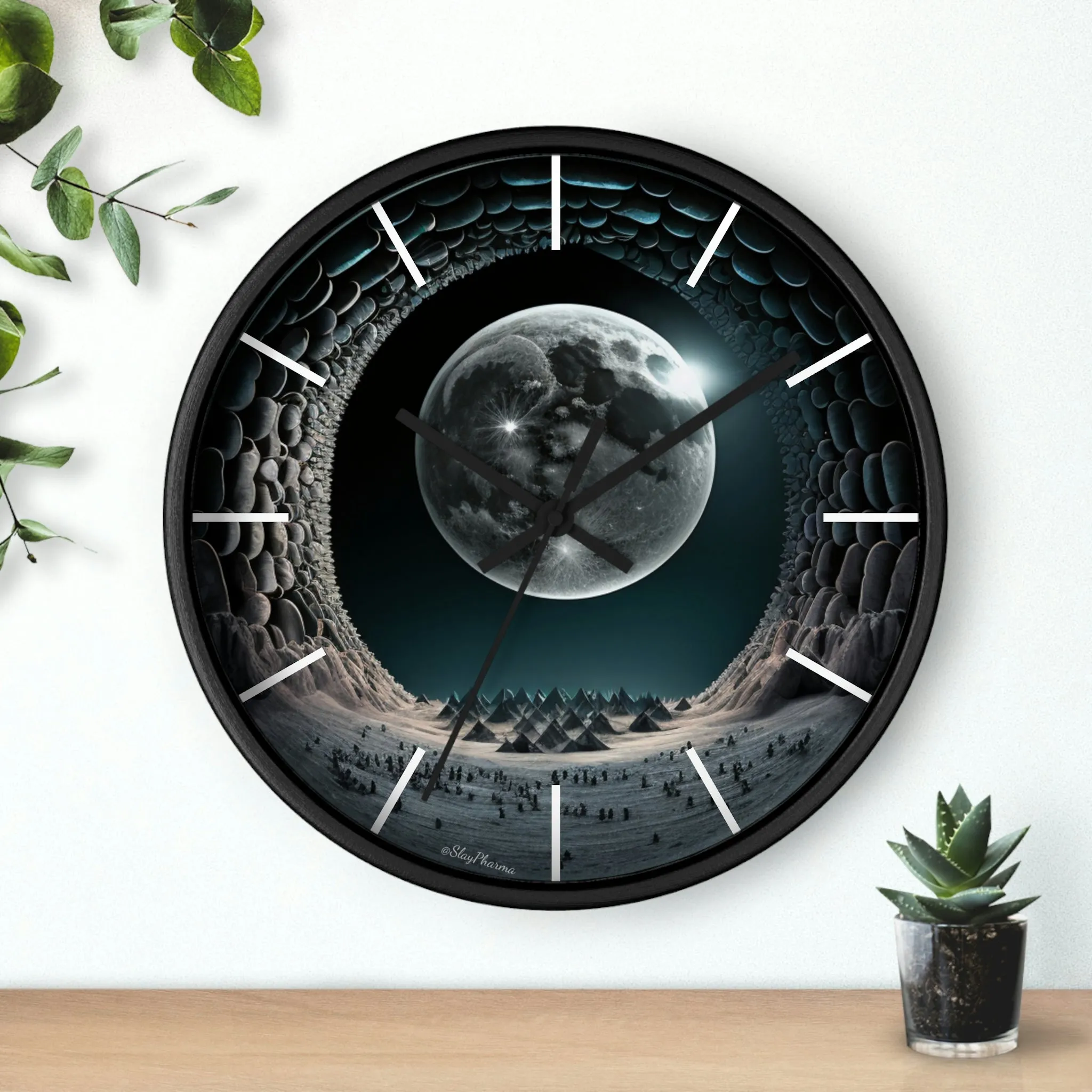 Lunar dreams Wall Clock w/ lines