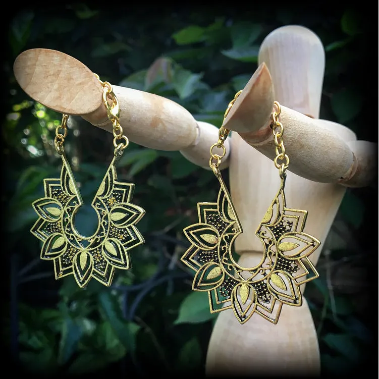 Mandala earrings-Geometric ear hangers-Boho earrings