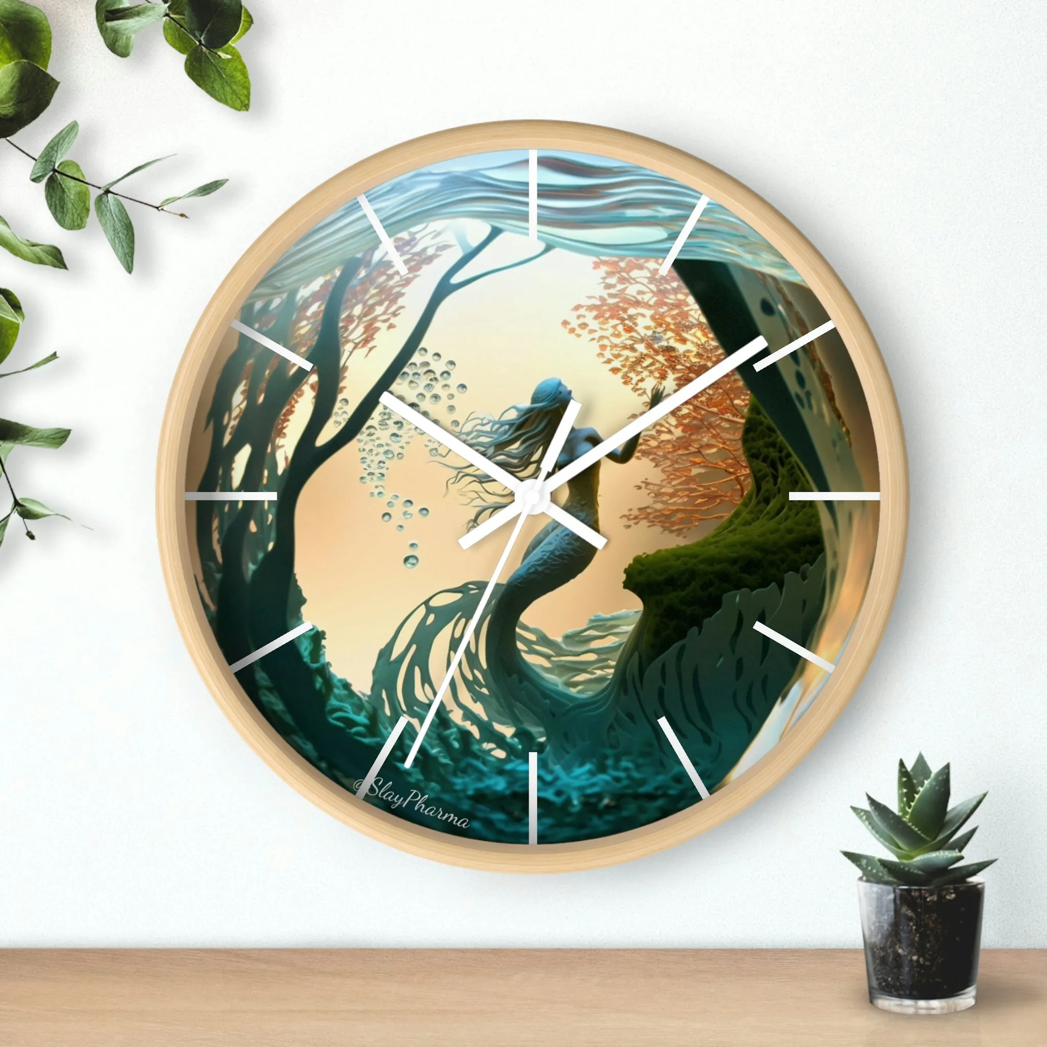 Mermaid Wall Clock w/ lines