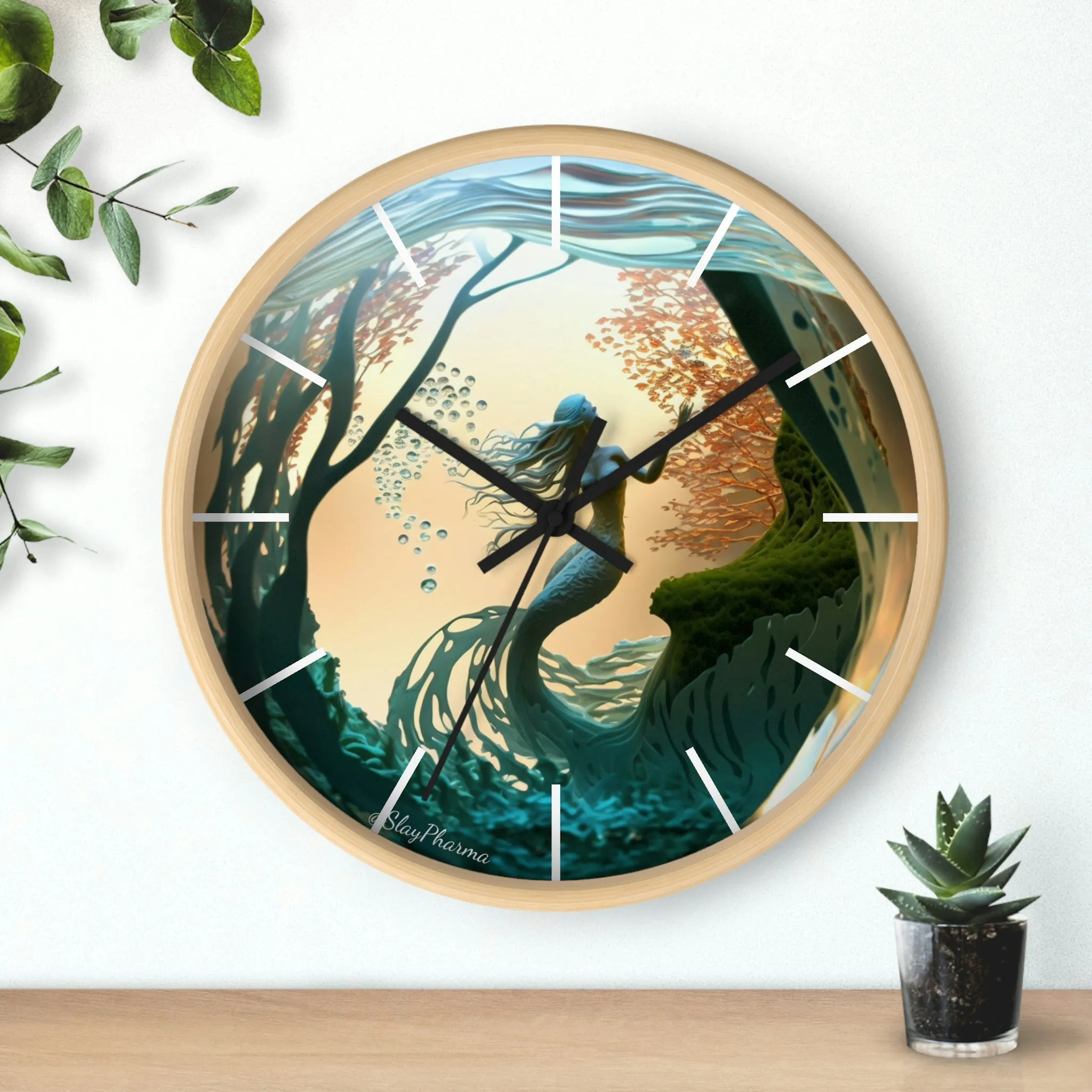 Mermaid Wall Clock w/ lines