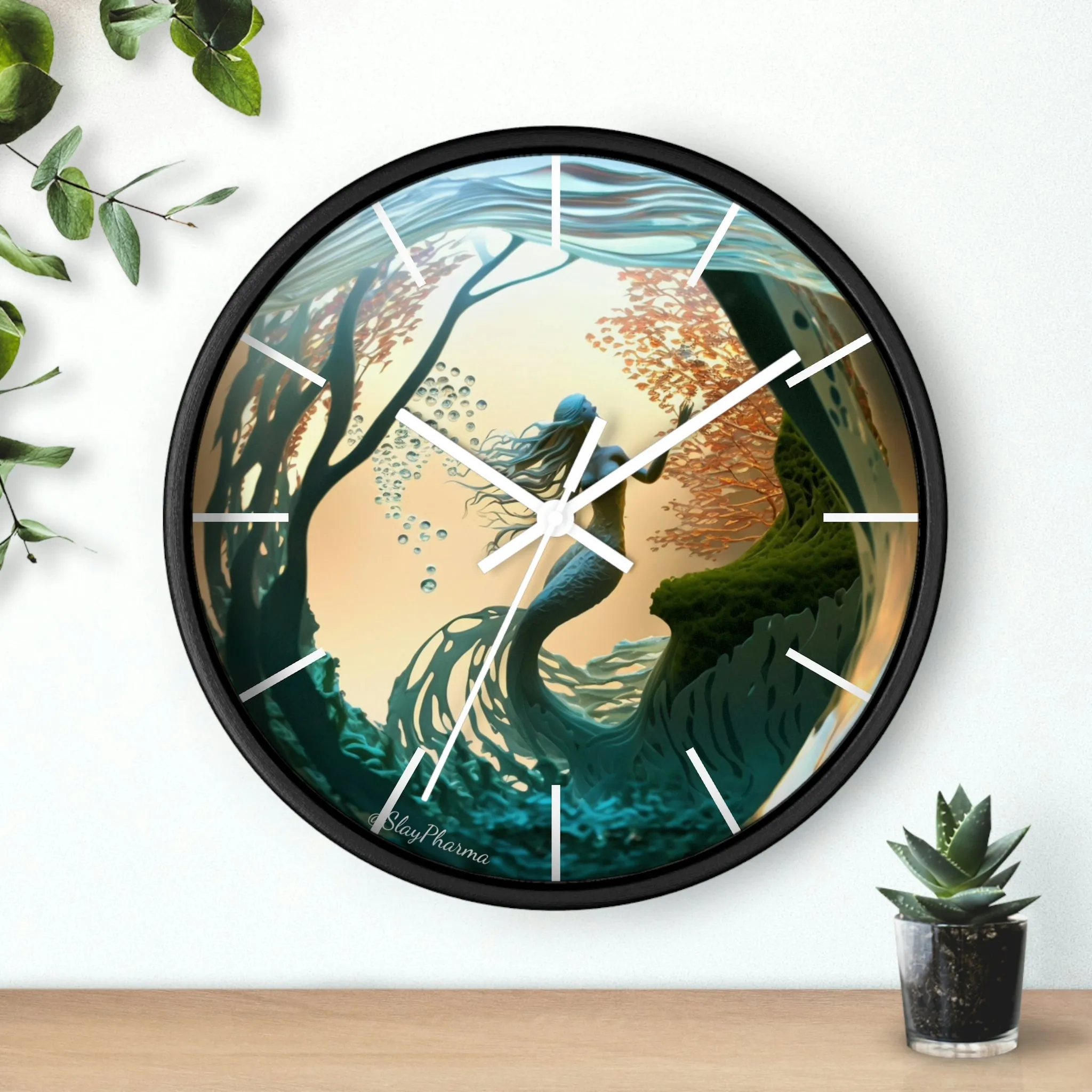 Mermaid Wall Clock w/ lines