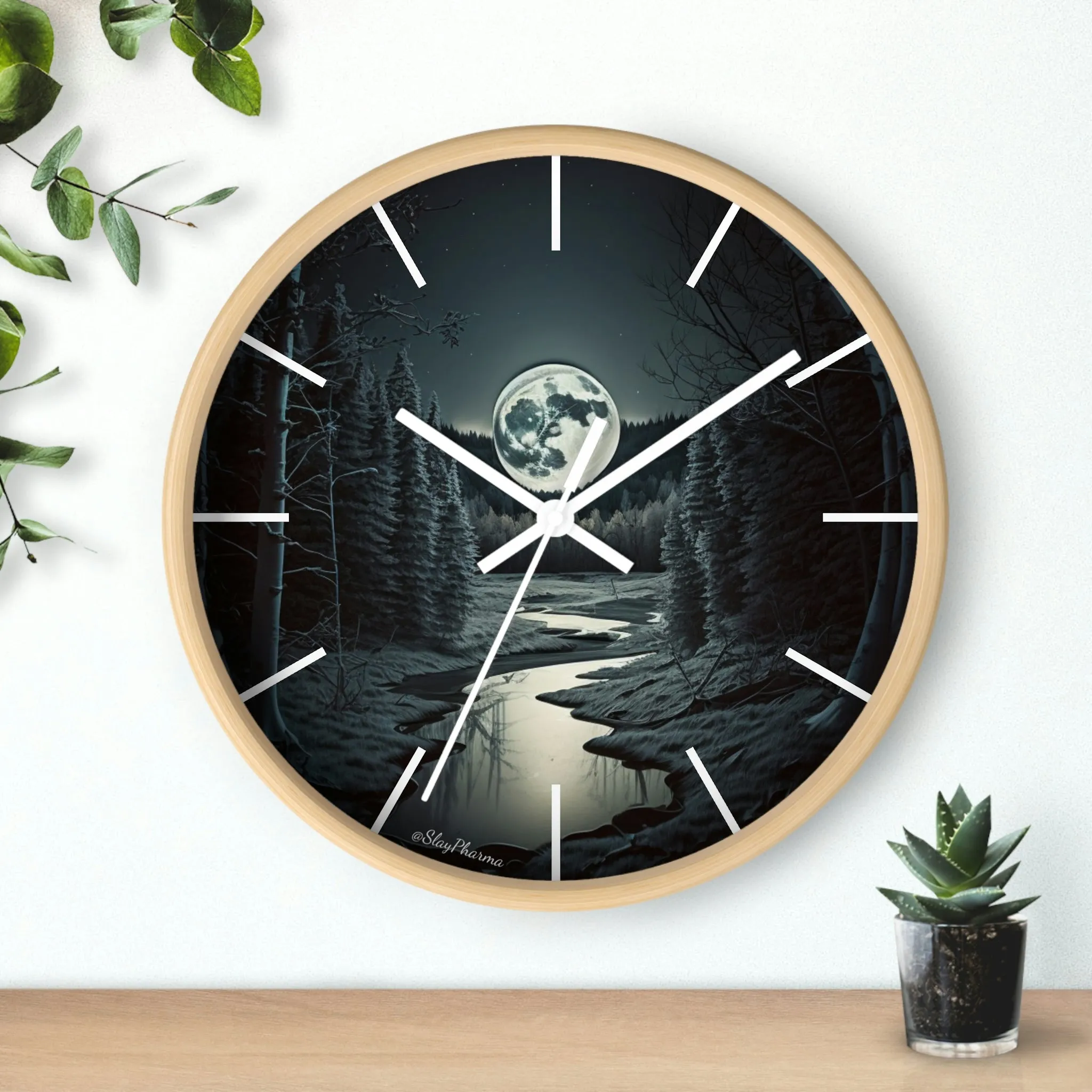 Moonrise Wall Clock #1 w/ lines