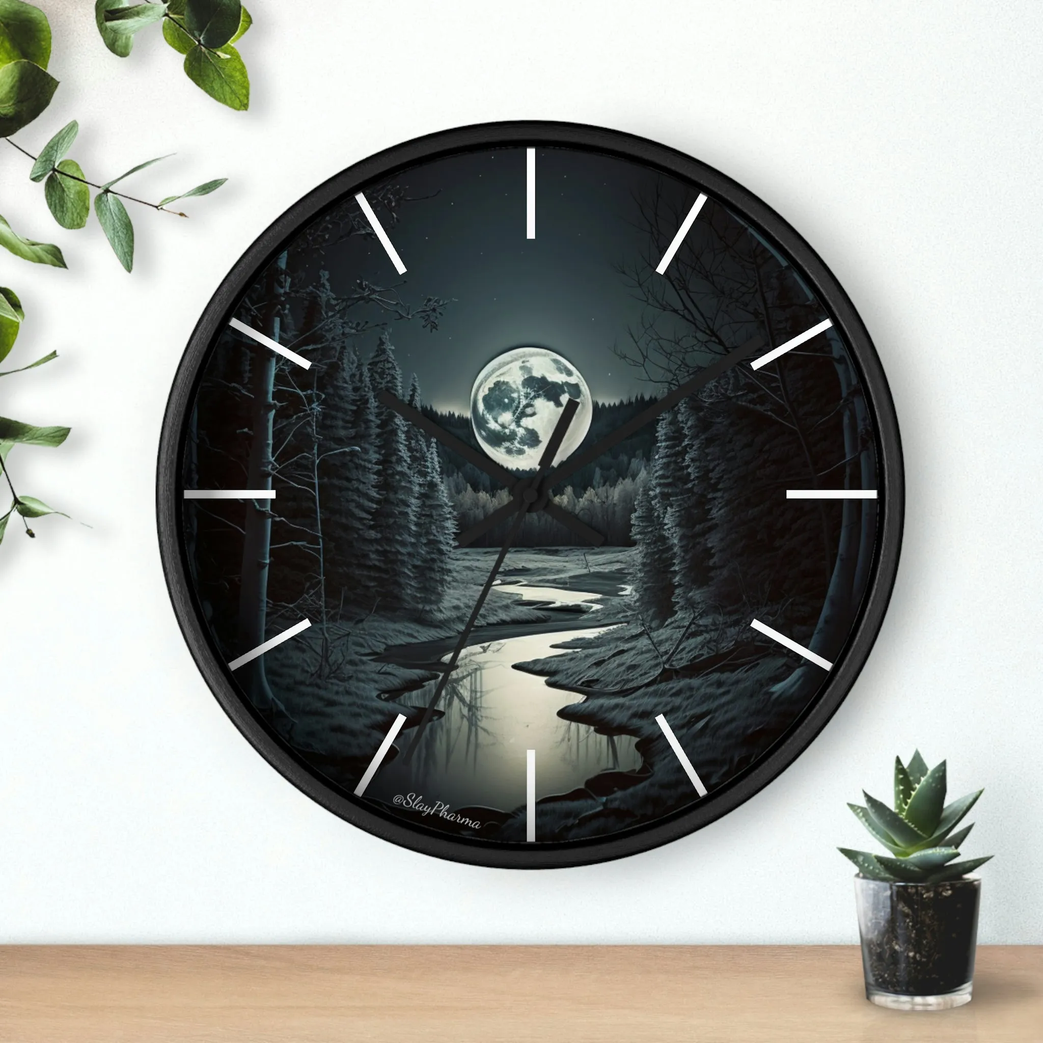 Moonrise Wall Clock #1 w/ lines