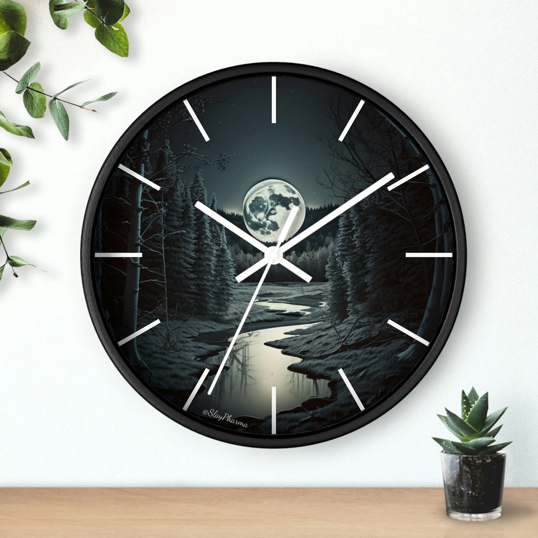 Moonrise Wall Clock #1 w/ lines