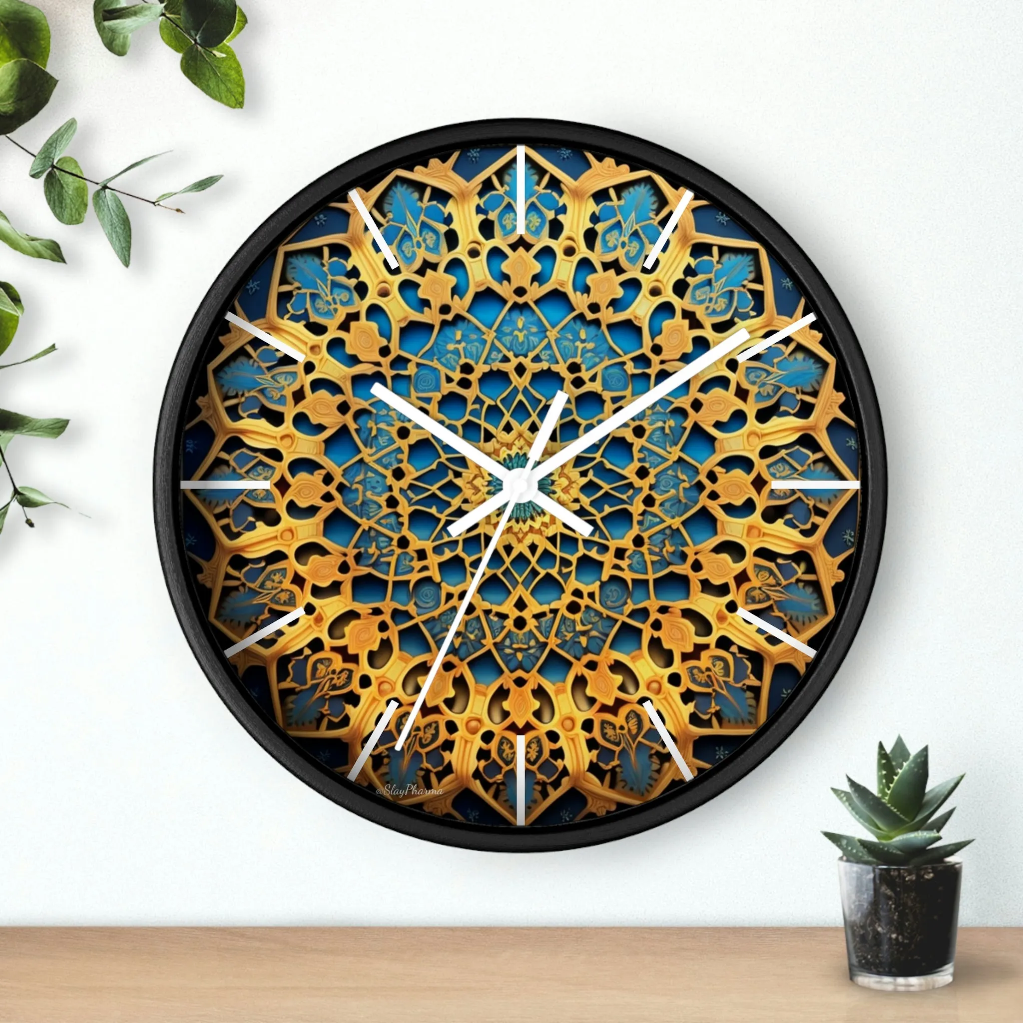 Muqarnas pattern Wall Clock w/ lines