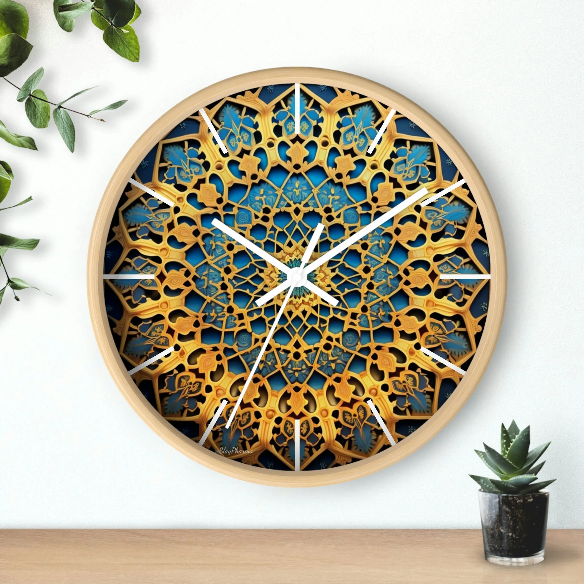 Muqarnas pattern Wall Clock w/ lines