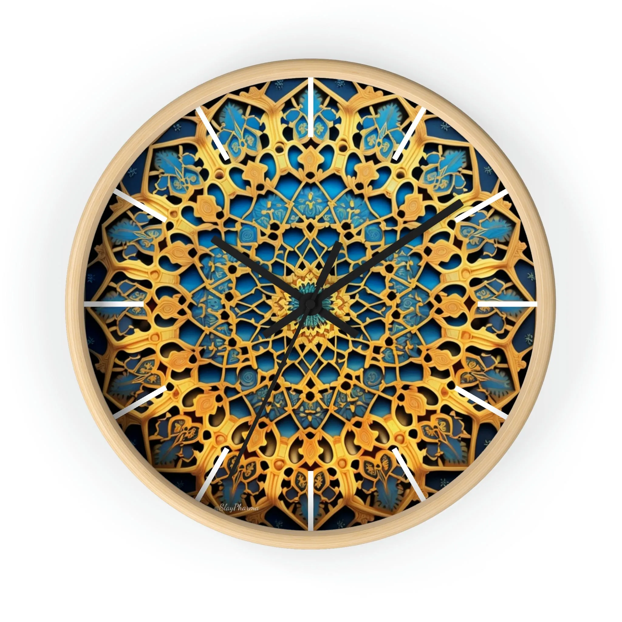 Muqarnas pattern Wall Clock w/ lines