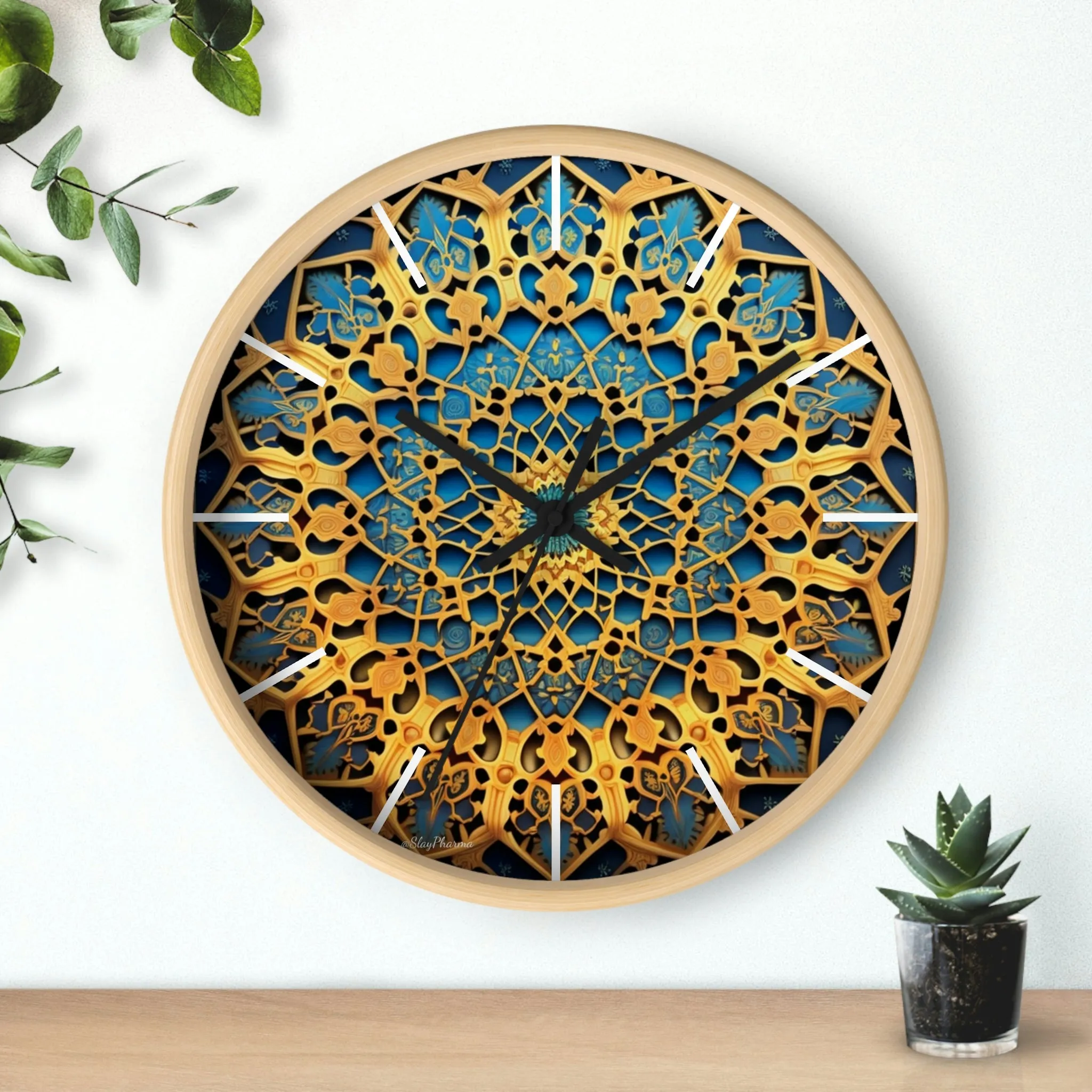 Muqarnas pattern Wall Clock w/ lines