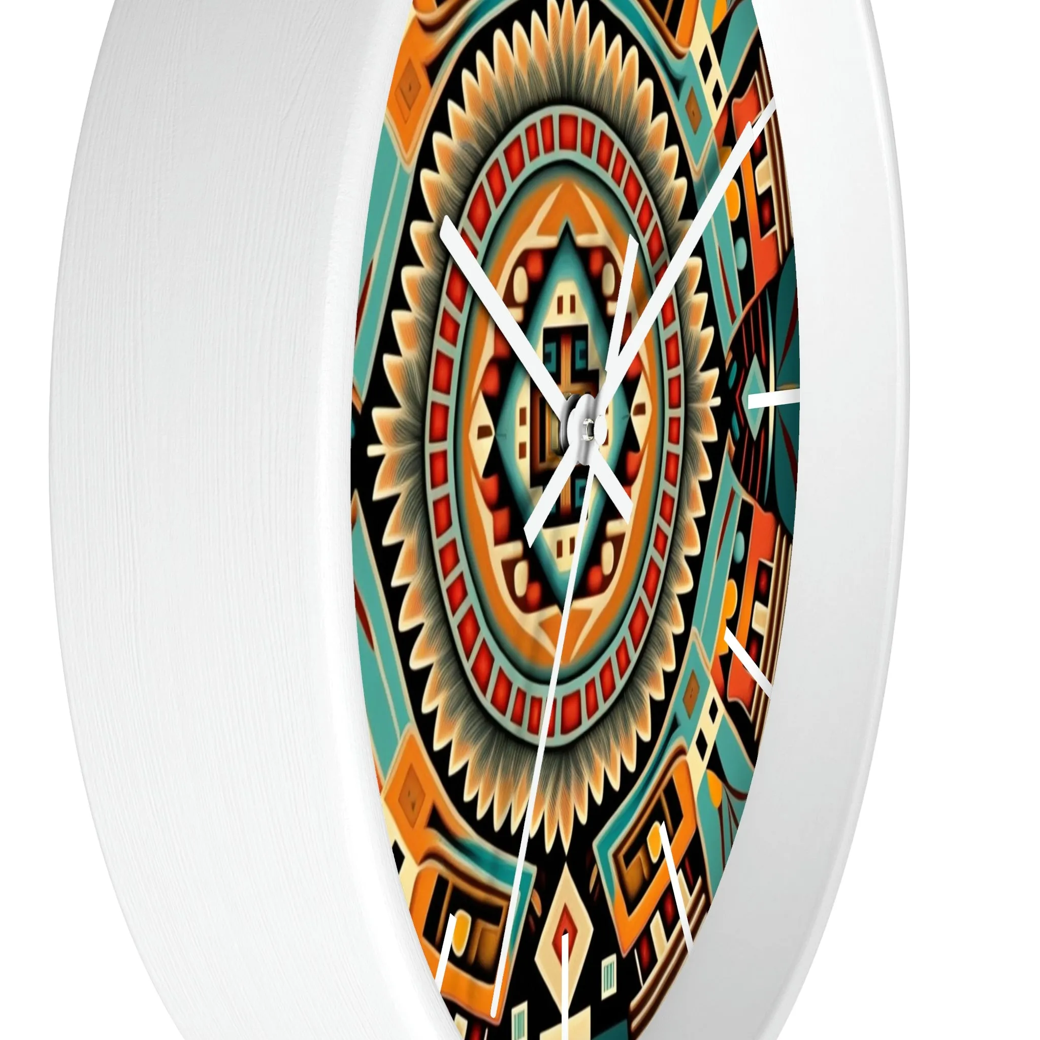 Native American pattern Wall Clock #4 w/ lines