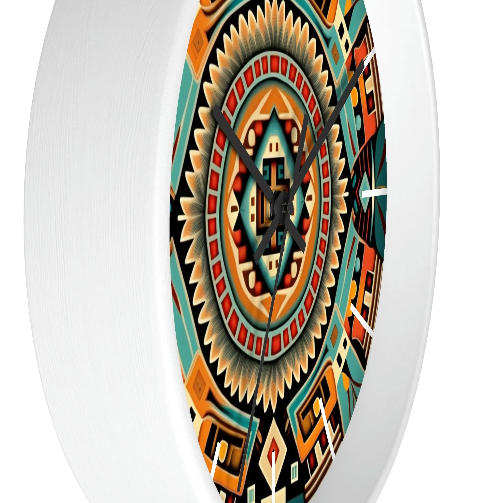 Native American pattern Wall Clock #4 w/ lines