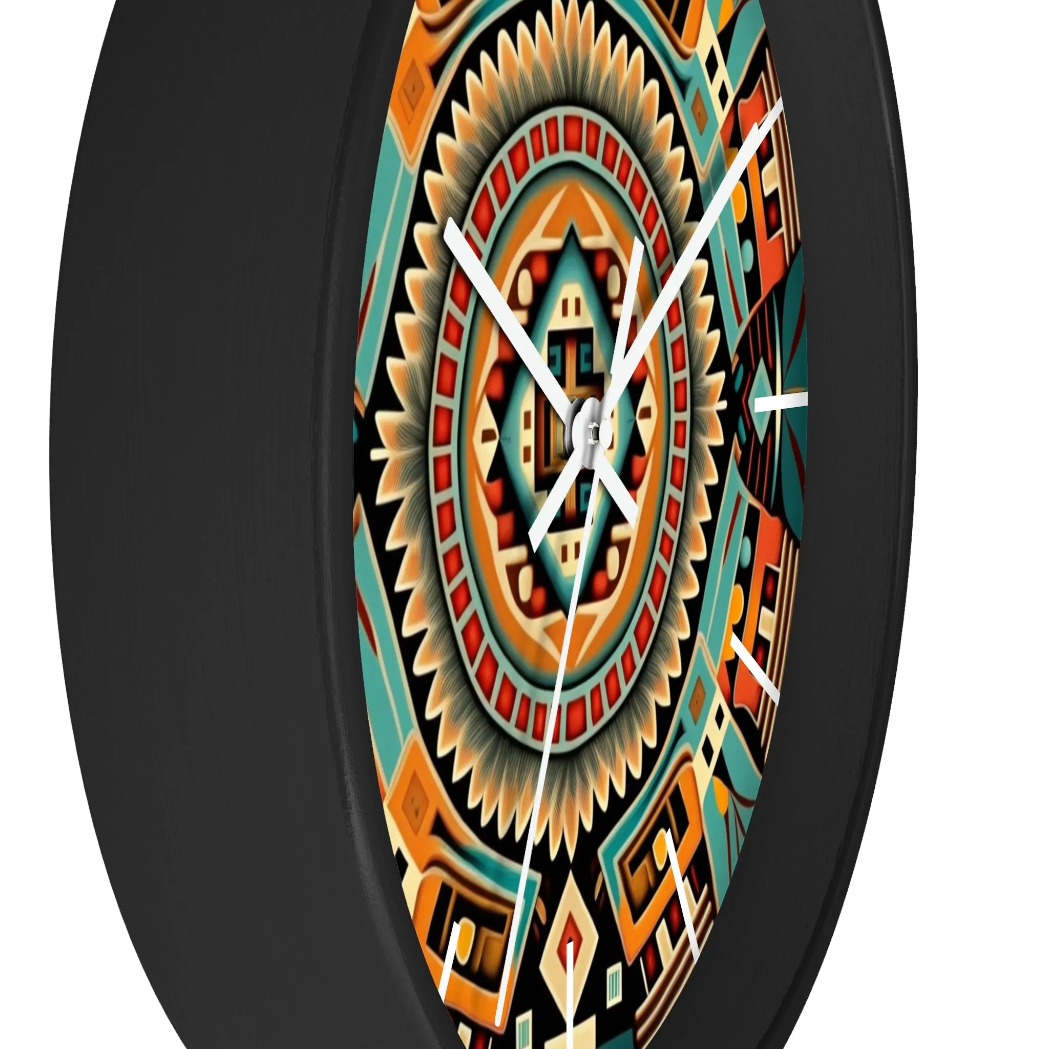 Native American pattern Wall Clock #4 w/ lines