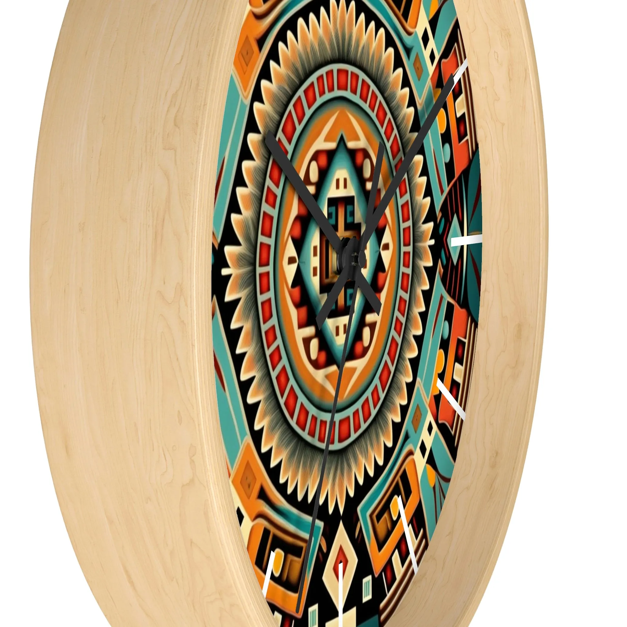 Native American pattern Wall Clock #4 w/ lines