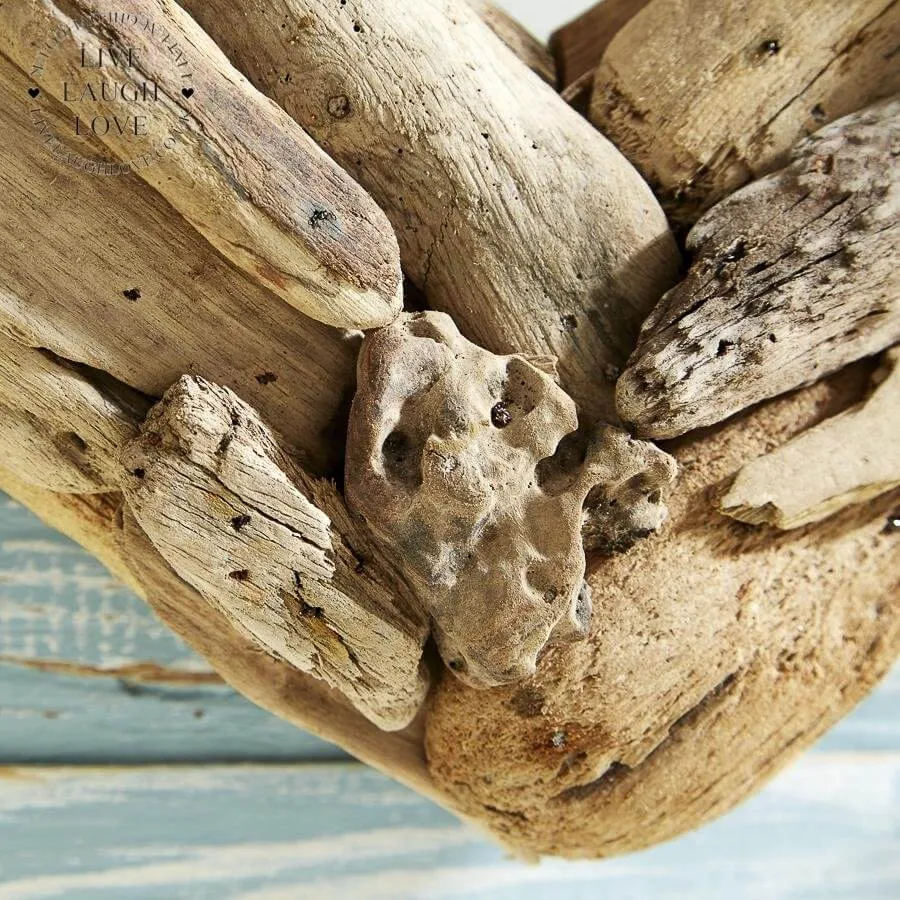 Nautical Heart-Shaped Natural Driftwood Mirror