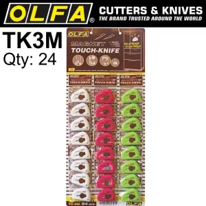 OLFA MAGNETIC TOUCH KNIFE IN COOKIE JAR (24PC) WHITE/GREEN/PINK OLF TK3M