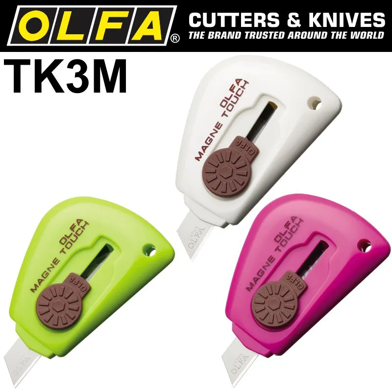 OLFA MAGNETIC TOUCH KNIFE IN COOKIE JAR (24PC) WHITE/GREEN/PINK OLF TK3M