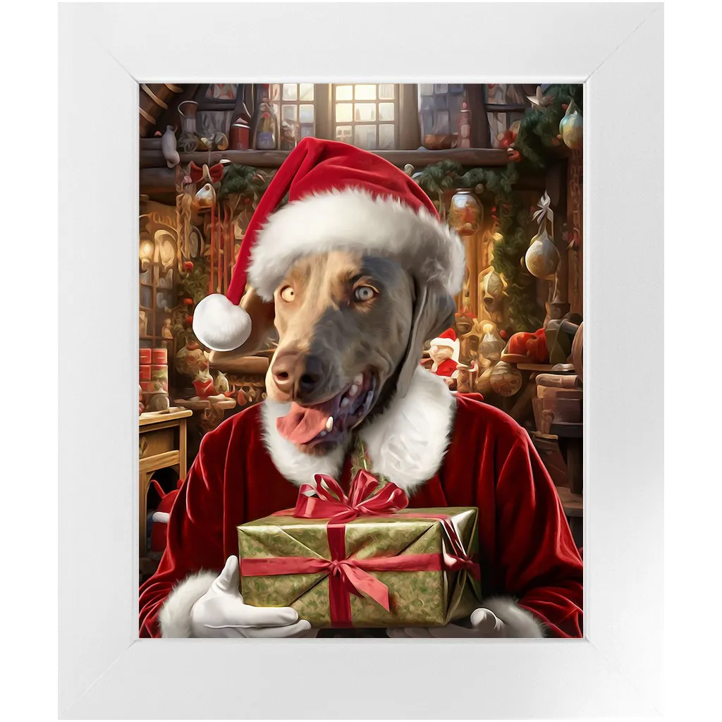 PANTA PAWS - Christmas, Santa & Elf Inspired Custom Pet Portrait Framed Satin Paper Print