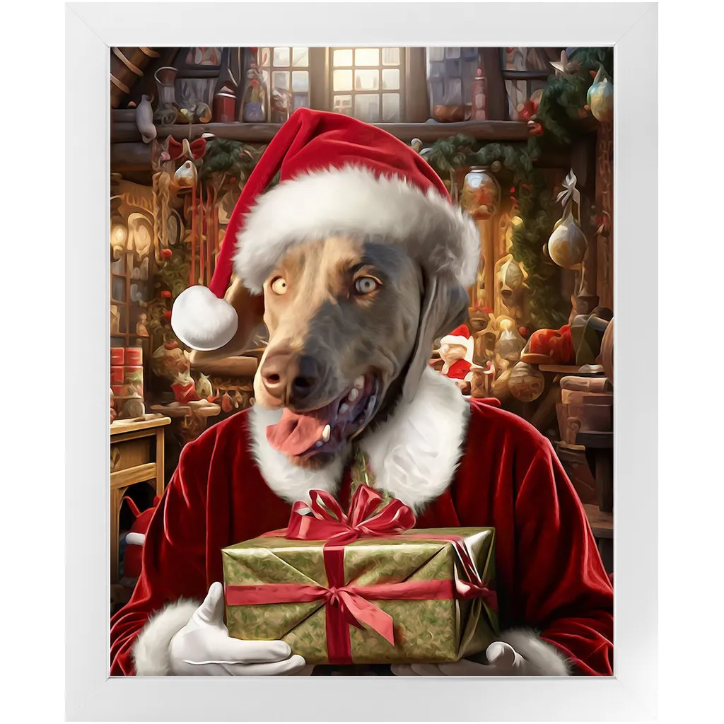 PANTA PAWS - Christmas, Santa & Elf Inspired Custom Pet Portrait Framed Satin Paper Print