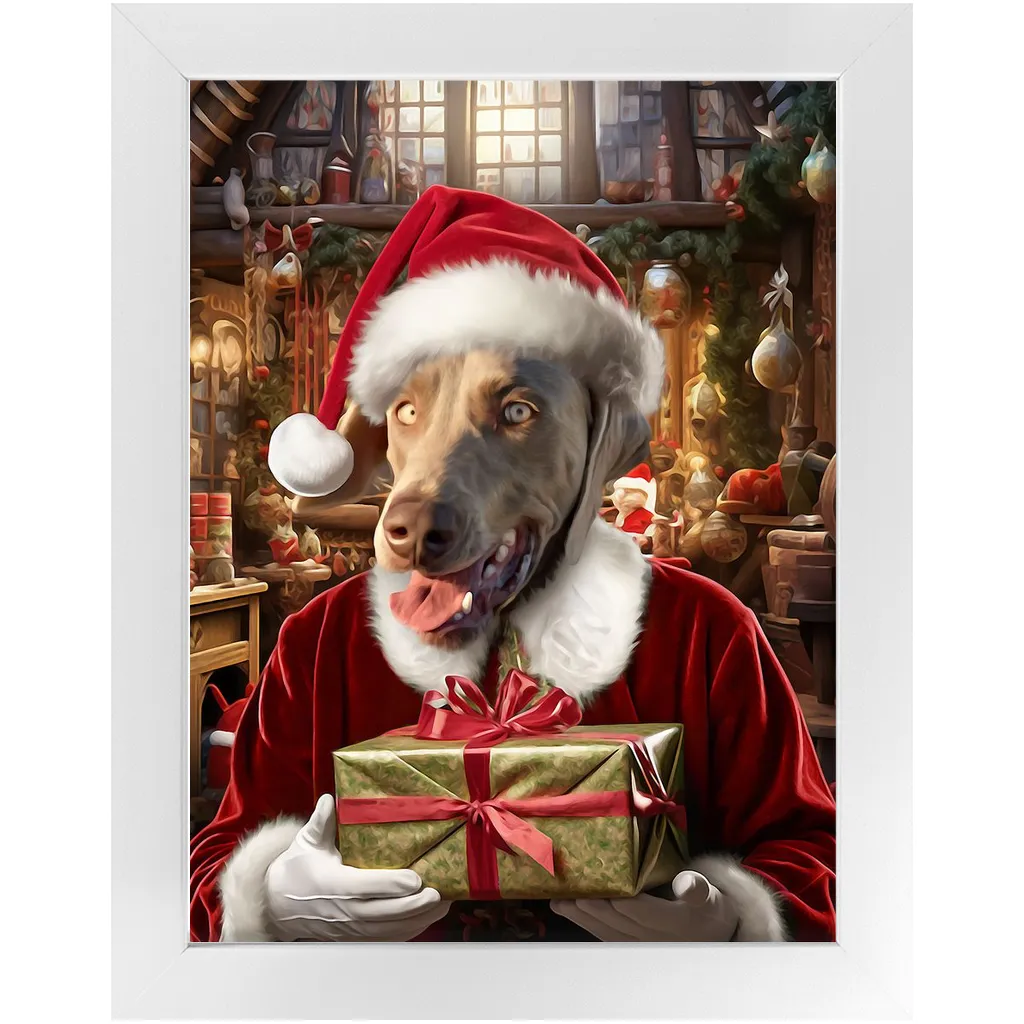 PANTA PAWS - Christmas, Santa & Elf Inspired Custom Pet Portrait Framed Satin Paper Print