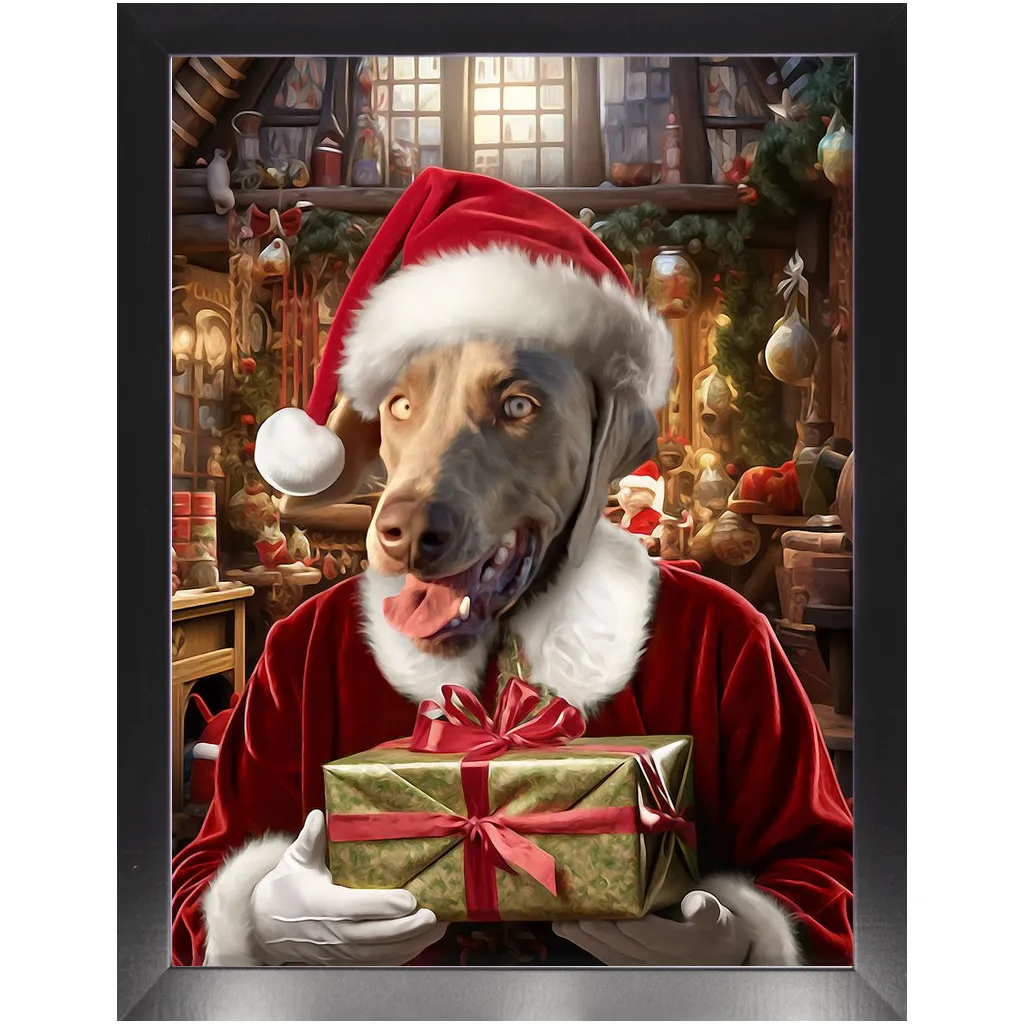 PANTA PAWS - Christmas, Santa & Elf Inspired Custom Pet Portrait Framed Satin Paper Print