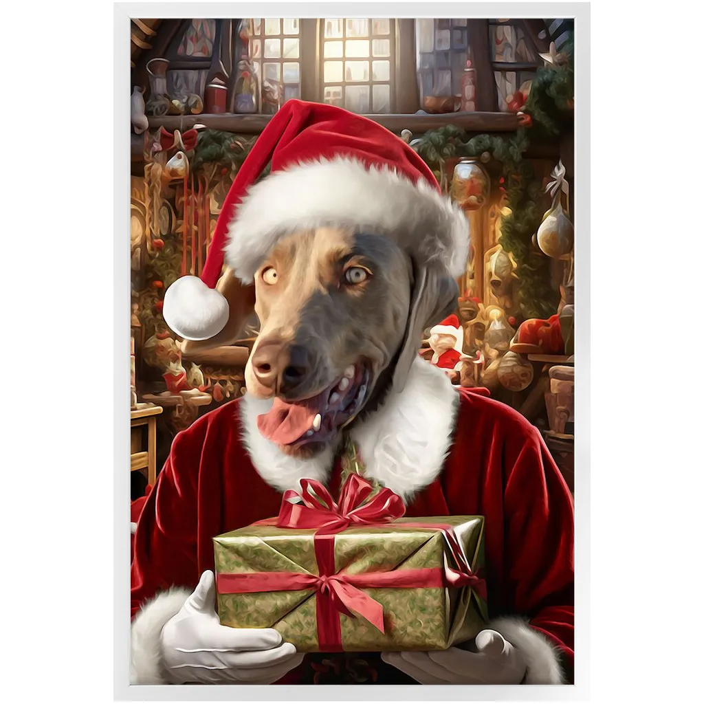 PANTA PAWS - Christmas, Santa & Elf Inspired Custom Pet Portrait Framed Satin Paper Print