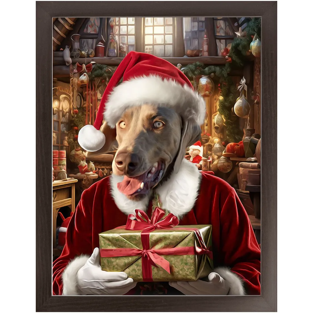 PANTA PAWS - Christmas, Santa & Elf Inspired Custom Pet Portrait Framed Satin Paper Print