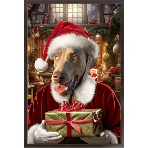 PANTA PAWS - Christmas, Santa & Elf Inspired Custom Pet Portrait Framed Satin Paper Print