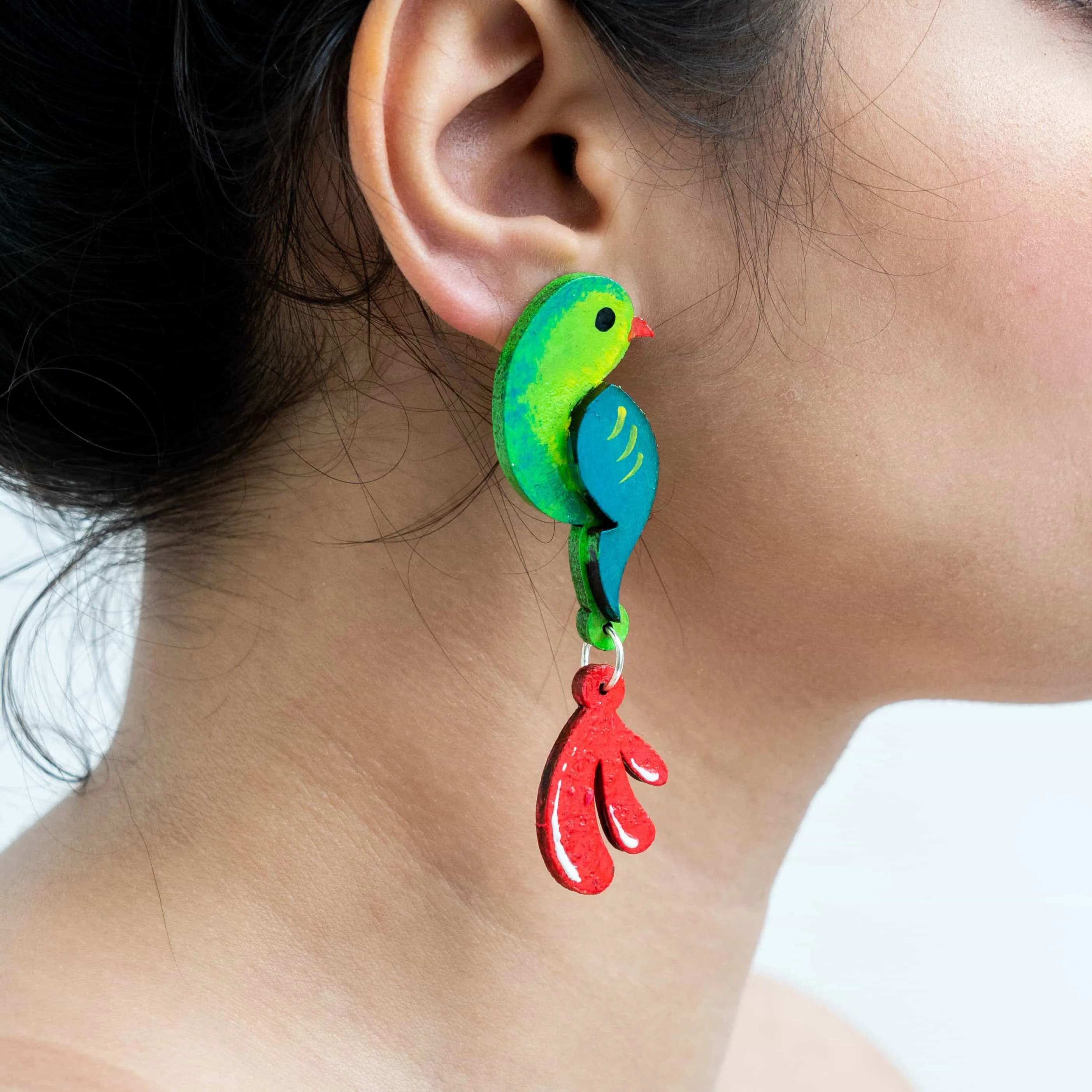 Parrot Hand painted Studs