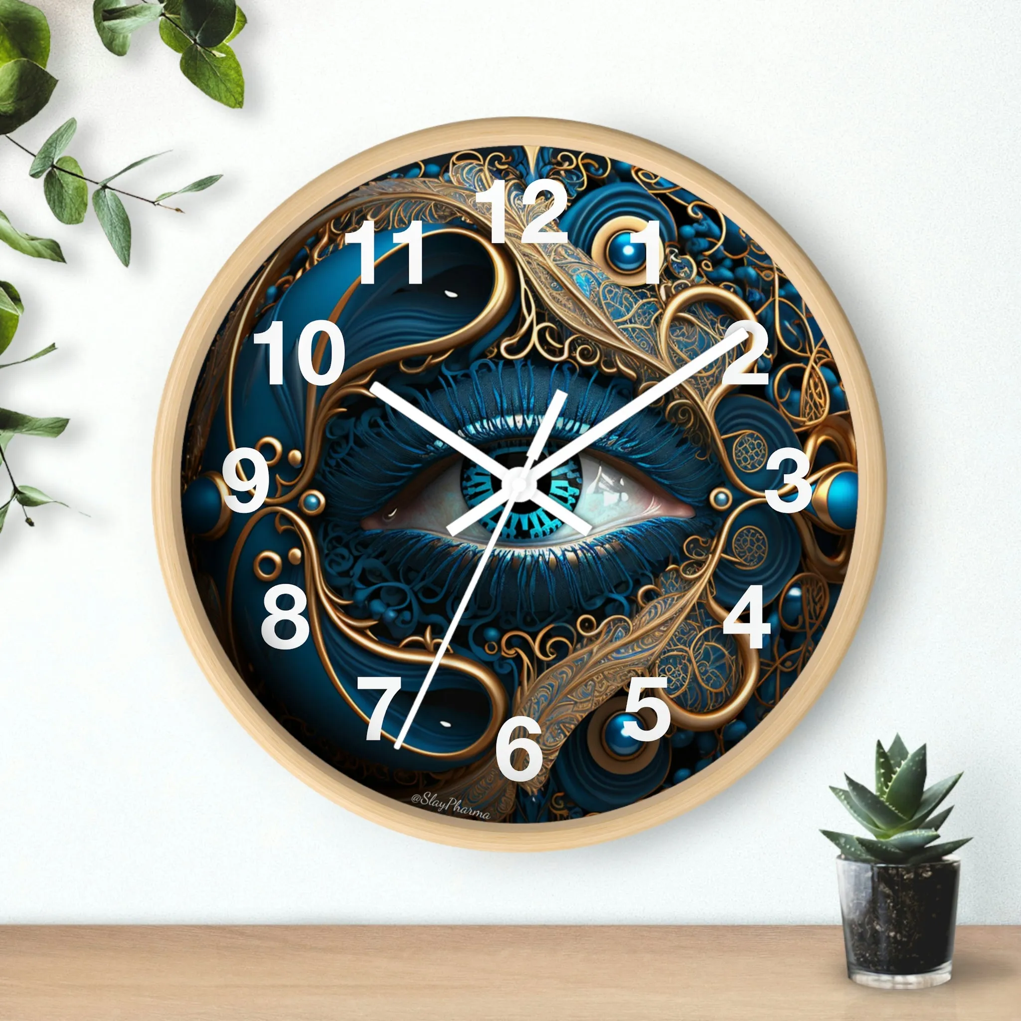 Peacock Dreamer Wall Clock #2 w/ numbers