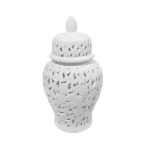 Pierced White Temple Jar 18.5"