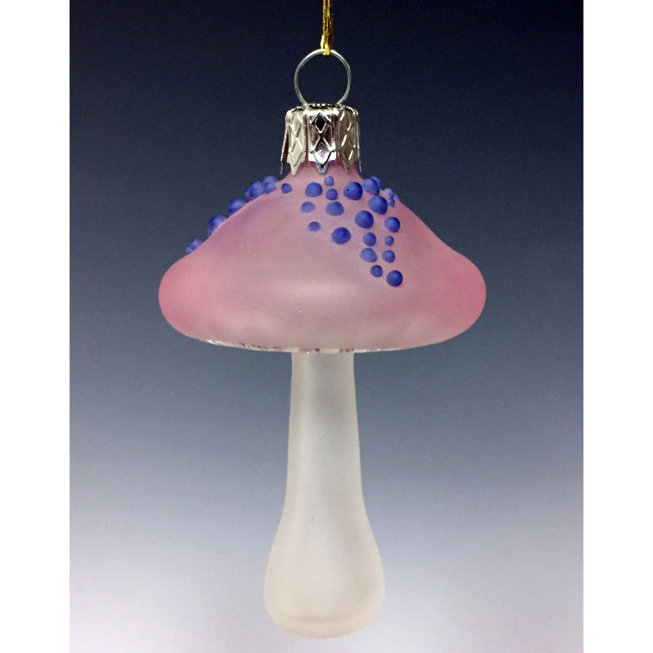 Pink Mushroom Glass Ornament by Sage Churchill-Foster, Sage Studios