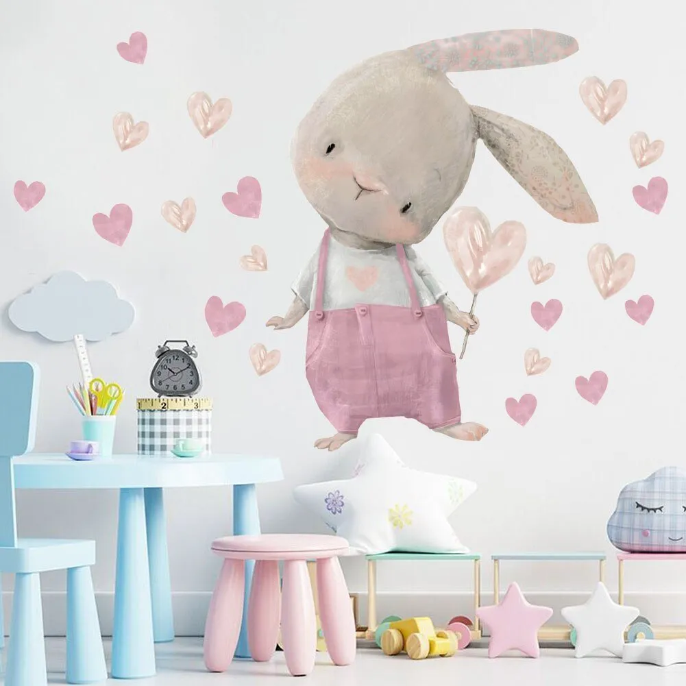 Pink Rabbit Love Wall Stickers