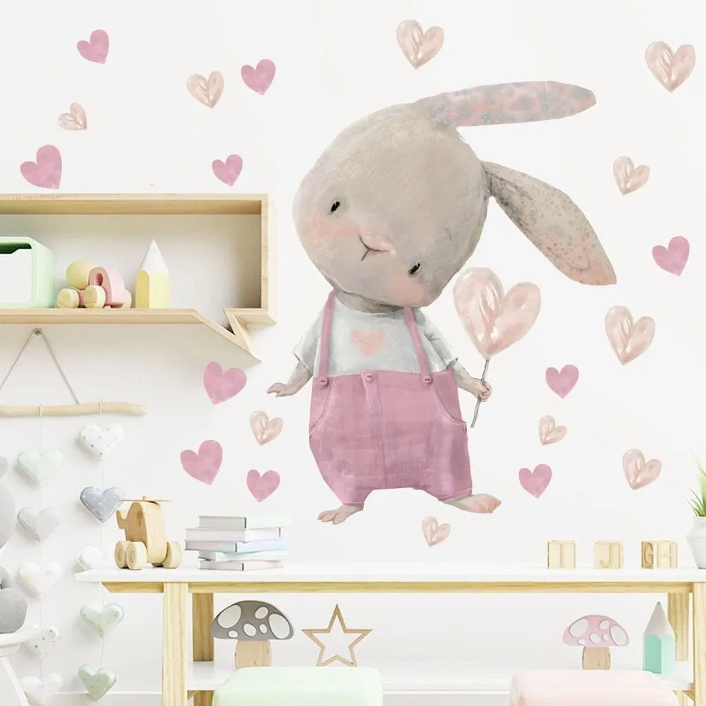 Pink Rabbit Love Wall Stickers