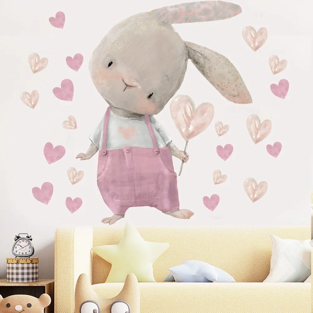 Pink Rabbit Love Wall Stickers