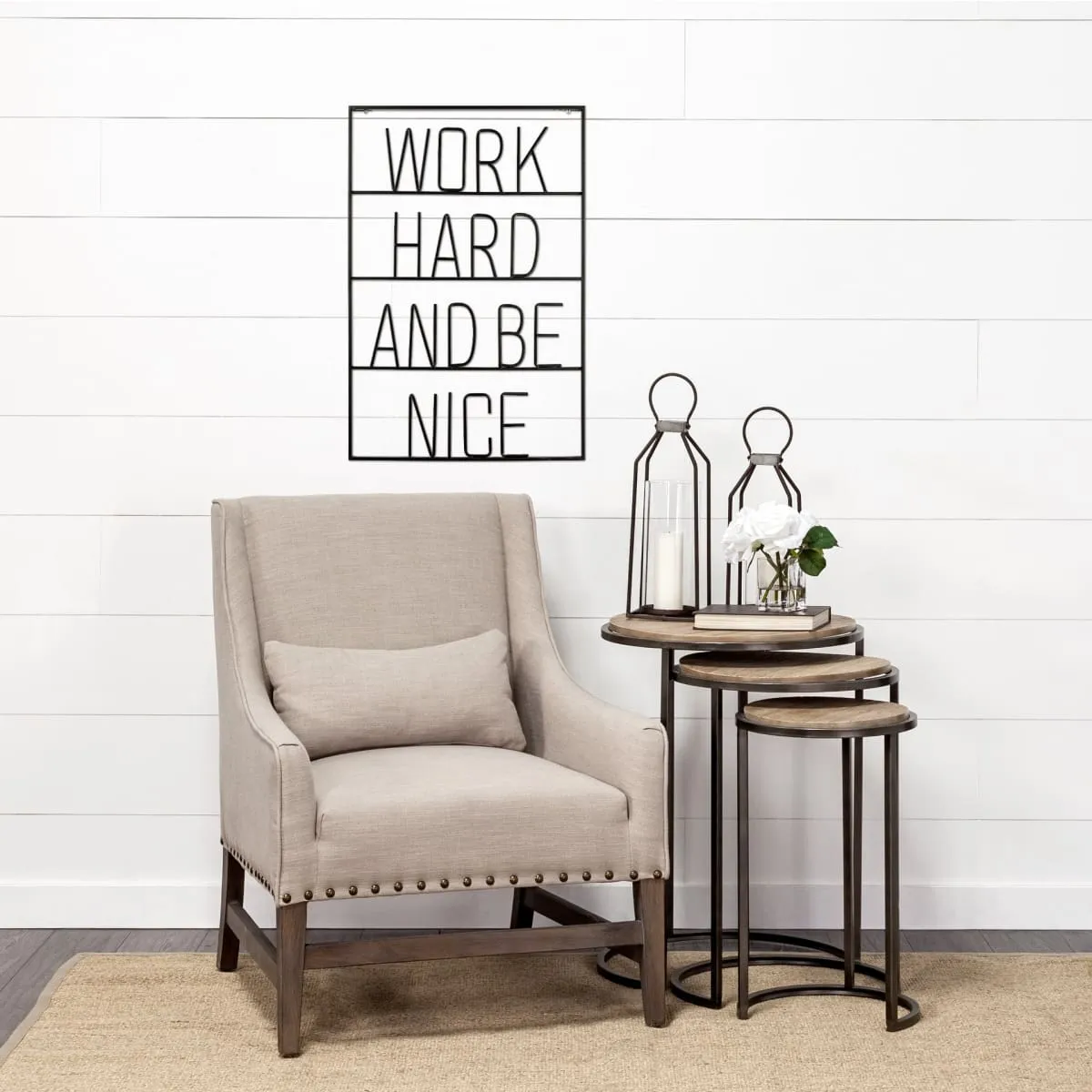 Playful Sign Wall Decor Black Metal | Work Hard